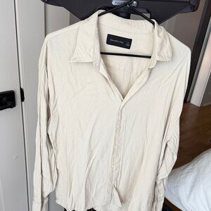 Abercrombie & Fitch Cream Casual Button Down Shirt